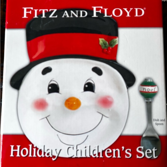 Fitz and Floyd Other - Fitz and Floyd Snowman Dish Set with Red and Black Accents